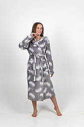 Халат МАХРОВИЙ ВЕЛСОФТ ПІР'ЯЧКО жіночий довгий СІРИЙ 1320-42