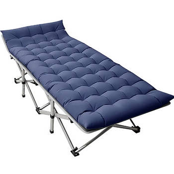 Ліжко-розкладачка на 10 ніжках з матрацом 190х71х35 см Синя Портативна розкладачка для дому та кемпінгу