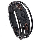 Браслет чоловічий шкіряний Wolf Brown, фото 2