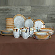 Набір тарілок Ardesto Siena 30 предметів SBG біло-жовтий