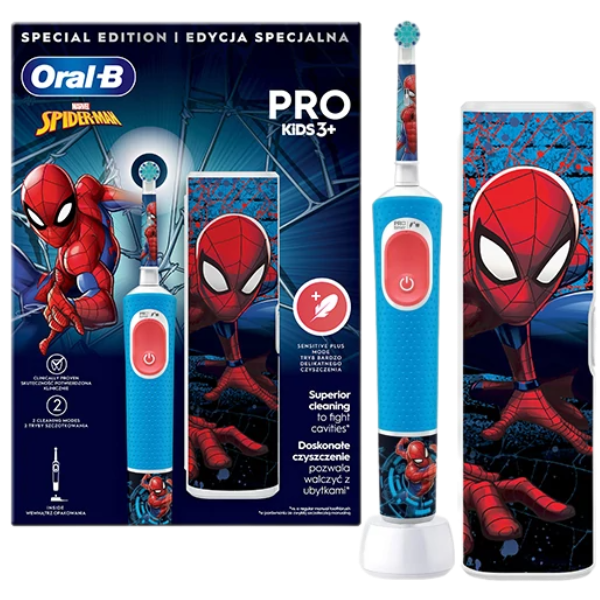 Електрична зубна щітка Oral-B D103.413.2KX Vitality Pro Kids Spider-Man з футляром