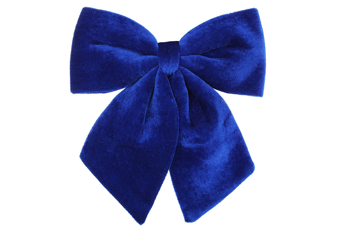 Бант новорічний оксамитовий синій 22 см, фото 1