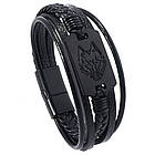 Браслет чоловічий шкіряний Wolf Black, фото 4