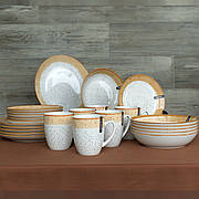 Набір тарілок Ardesto Siena 24 предметів SBG біло-жовтий