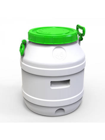 Бідон Євро Пласт 45л пластиковий харчовий з зеленою кришкою Так, фото 1