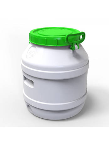 Бідон Євро Пласт 45л пластиковий харчовий з зеленою кришкою Так, фото 2