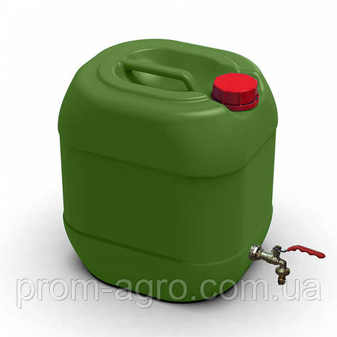 Двошарова технічна каністра 20л з латунним краном Litolan штабелюєма захист від УФ Хакі Так, фото 1