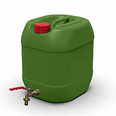 Двошарова технічна каністра 20л з латунним краном Litolan штабелюєма захист від УФ Хакі Так, фото 2