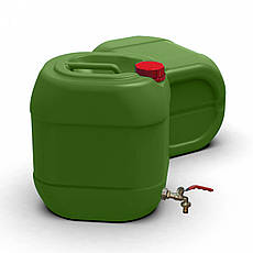 Двошарова технічна каністра 20л з латунним краном Litolan штабелюєма захист від УФ Хакі Так, фото 4