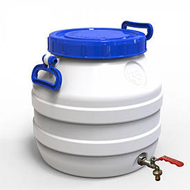 Бідон Євро Пласт 35 л харчовий з латунним краном синя кришка Так