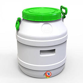 Бідон Євро Пласт 45л харчовий з  вентильним краном зелена кришка Так