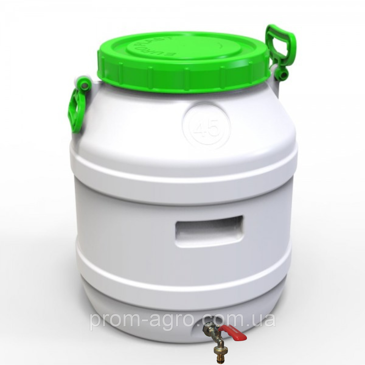 Бідон Євро Пласт 45 л харчовий з латунним краном зелена кришка Так
