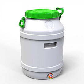 Бідон Євро Пласт 55л харчовий з  вентильним краном зелена кришка Так