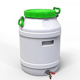 Бідон Євро Пласт 55 л харчовий з латунним краном зелена кришка Так
