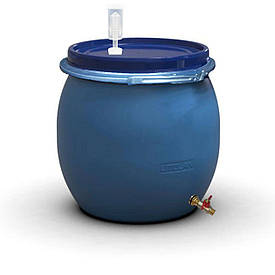 Бочка для бродіння 80 л гідрозатвором U, металевим хомутом та латунним зливним краном 1/2" Так