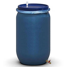 Бочка для бродіння 230 л з гідрозатвором U металевим хомутом та латунним зливним краном 1/2" Так