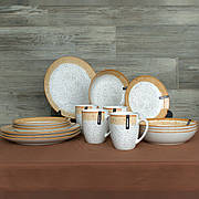 Набір тарілок Ardesto Siena 16 предметів SBG біло-жовтий
