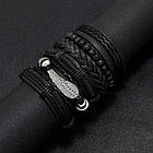 Браслет чоловічий шкіряний Wing Black 6 шт у наборі, фото 2
