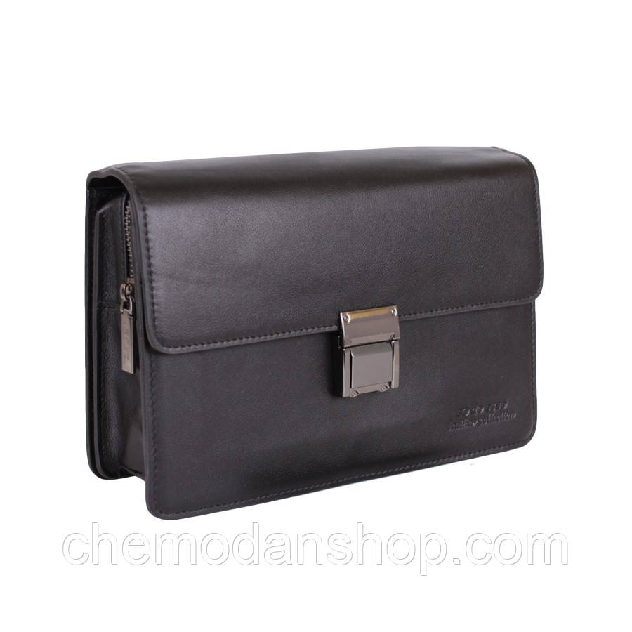 Барсетка з натуральної шкіри de sse LC45851X-2 Чорна