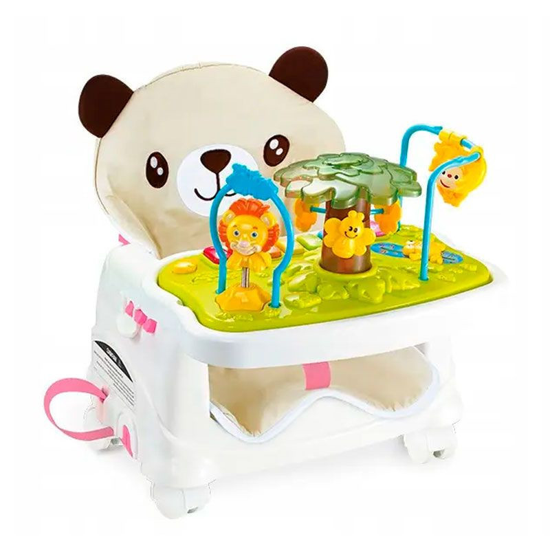 Дитячий стільчик музична знімна панель Стілець бустер Панда для годування знімна таця світло піаніно звуки, фото 1