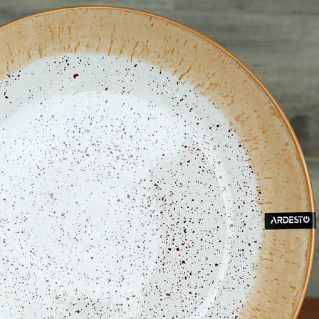 Тарілка обідня Ardesto Siena 27 см, біло-жовта, фото 2