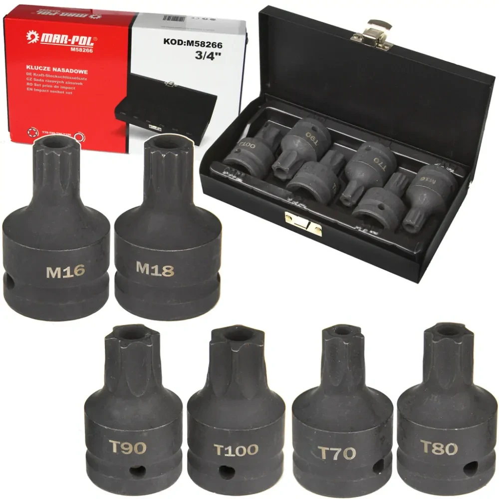 Набір шліцевих пробійників і біт 3/4" MAR-POL M58266 бітний набір torx+