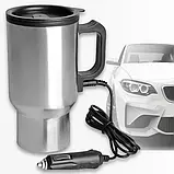 Термокухоль Electric Mug Автомобільний Кухоль із неіржавкої сталі з підігрівом 400 мл 12v чашка в машину, фото 4