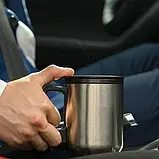 Термокухоль Electric Mug Автомобільний Кухоль із неіржавкої сталі з підігрівом 400 мл 12v чашка в машину, фото 3