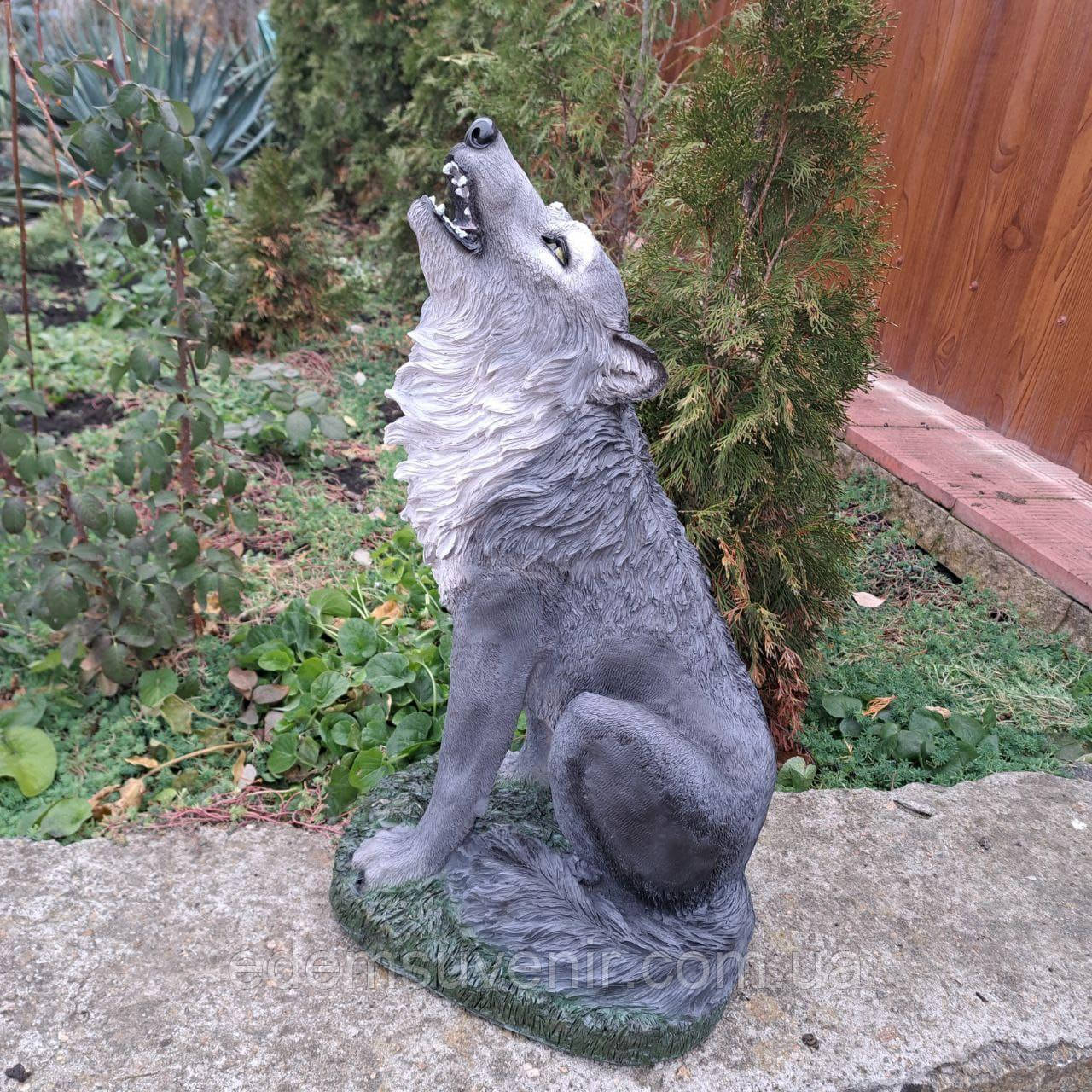 Садова фігура Вовк виє (51×23×29 см), декор для саду та дому