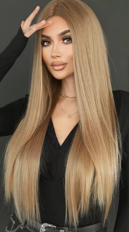 Перука без чубчика довга пряма русява (LC9162-3), фото 1