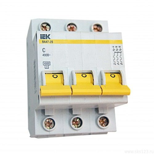 Автоматичний вимикач 3П 6А С  ІЕК ВА47-29 MVA20-3-006-C