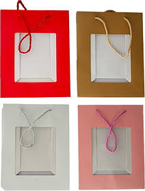 Пакет подарунковий паперовий 18*24см з віконцем мікс 2-309 4-43 (10404)