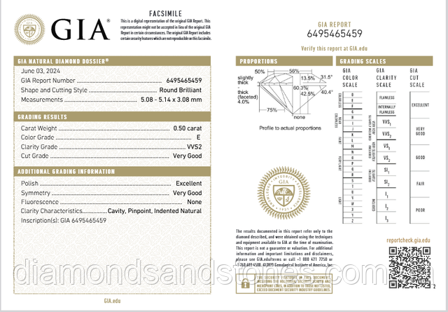 Діамант 0.5 карат GIA Si1-2