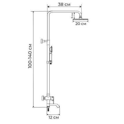 Душова колона зі змішувачем MX Premium DARIO 003-J, фото 3
