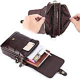 Чоловіча сумка через плече Натуральня шкіра Барсетка Чоловіча шкіряна сумка для документів планшет Коричнева, фото 8