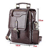 Чоловіча сумка через плече Натуральня шкіра Барсетка Чоловіча шкіряна сумка для документів планшет Коричнева, фото 2