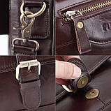 Чоловіча сумка через плече Натуральня шкіра Барсетка Чоловіча шкіряна сумка для документів планшет Коричнева, фото 7