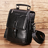 Чоловіча сумка через плече Натуральня шкіра Барсетка Чоловіча шкіряна сумка для документів планшет Коричнева, фото 10