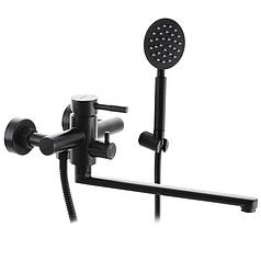 Змішувач з довгим гусом для ванни з нержавіючої сталі Mixxus SUS-006 (Euro) Чорний