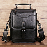 Чоловіча сумка через плече Натуральня шкіра Барсетка Чоловіча шкіряна сумка для документів планшет Коричнева, фото 9