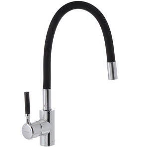 Змішувач для кухні з гнучким силіконовим гусом Mixxus Premium RIO 011 Чорний, фото 1