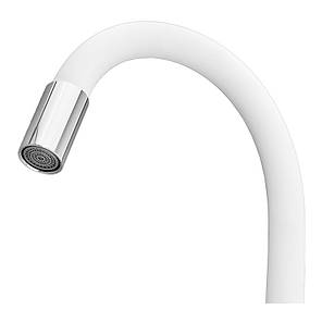Змішувач для кухні з гнучким силіконовим гусаком Білий Mixxus SUS-011 Chrome Refl.White, фото 3