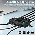 KVM перемикач Promate MediaSwitch-KVM 2хHDMI to HDMI, 4хUSB-A Silver (mediaswitch-kvm), фото 5