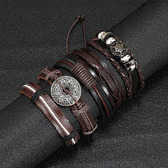 Браслет чоловічий шкіряний Sun Spell 5 штук у наборі