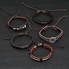 Браслет чоловічий шкіряний Sun Spell 5 штук у наборі, фото 5