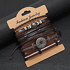 Браслет чоловічий шкіряний Sun Spell 5 штук у наборі, фото 6