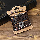 Браслет чоловічий шкіряний Sun Spell 5 штук у наборі, фото 4