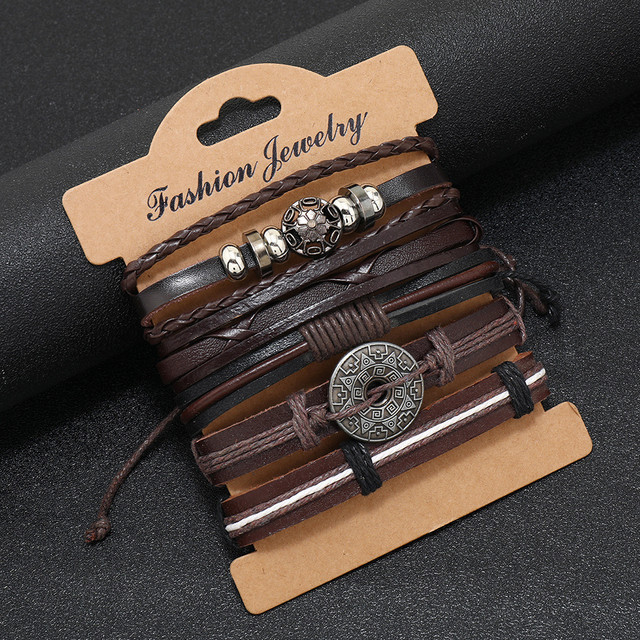 Браслет чоловічий шкіряний Sun Spell 5 штук у наборі Браслет чоловічий шкіряний Sun Spell 5 штук у наборі