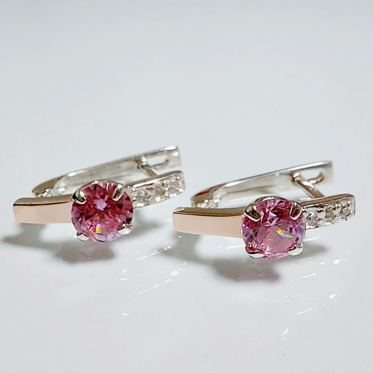 Срібні сережки з золотими пластинами, фото 1