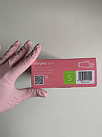 Перчатки нитриловые Mercator Nitrylex PINK неопудренные, размер S 100 шт.